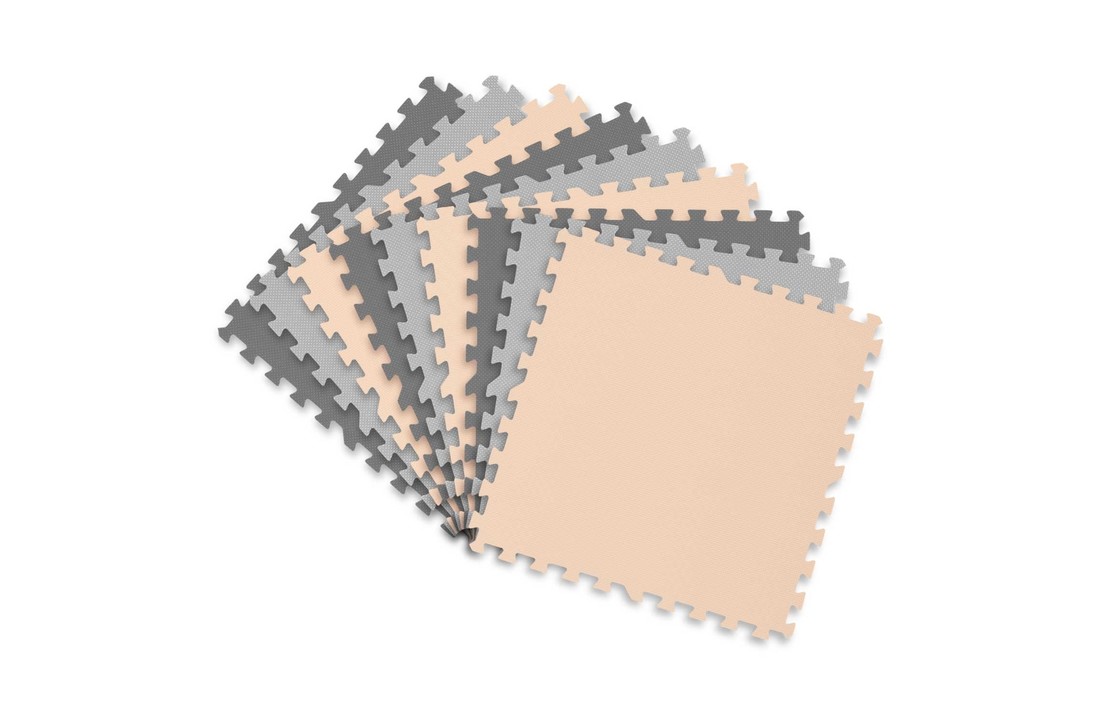 Speelmat baby - Foam puzzelmat - 180x180cm - grijs-perzik