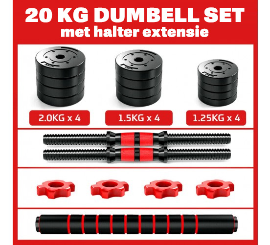 Halterset - dumbbells set - 20 kg - verstelbare gewichten
