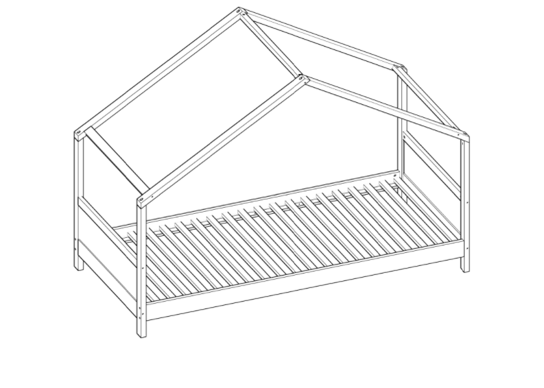 Huisbed kinderbed 90x200 cm massief hout wit met lattenbodem