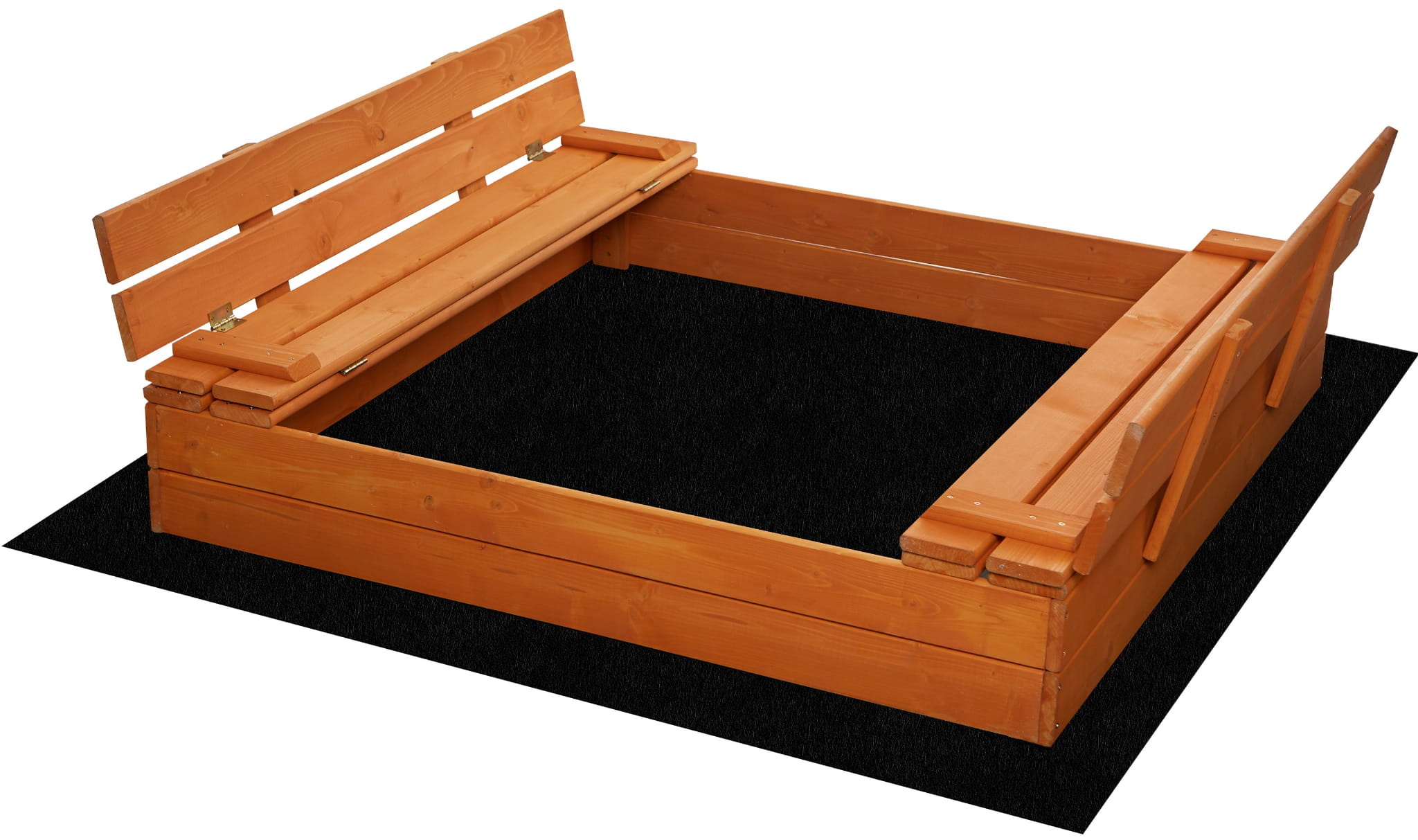 Zandbak met opvouwbare deksel & zitje - donker - 120 x 120 cm