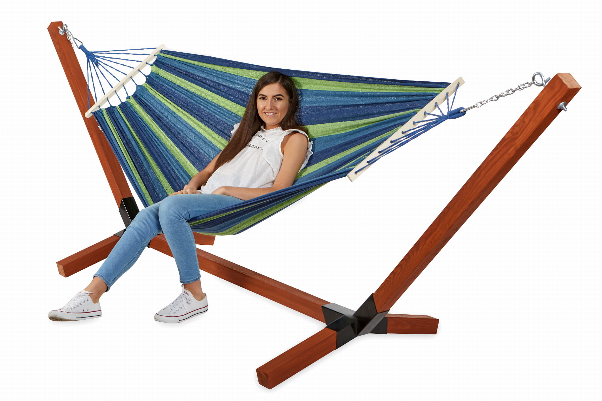 Hangmat met standaard - geimpregneerd hout - tot 300 kg