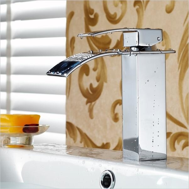 Wasbak kraan chroom - waterval badkamer kraan - 18 x 6 cm