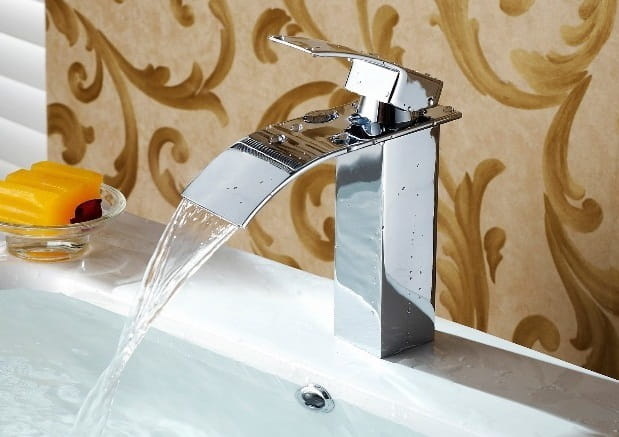 Wasbak kraan chroom - waterval badkamer kraan - 18 x 6 cm