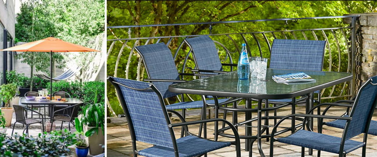 Tuintafel 140 x 80 cm - gehard glazen tafelblad