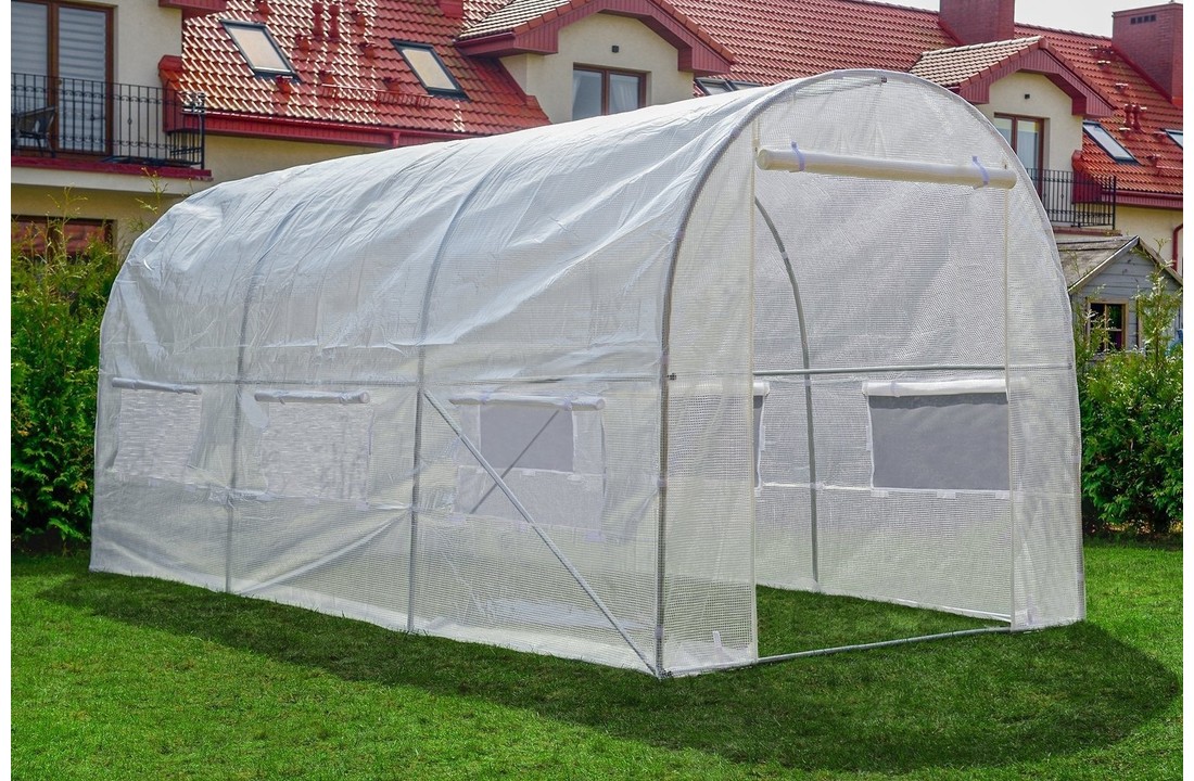 Tuinkas 3x2x2 meter - wit - met 6 klamboe ramen - 6m2