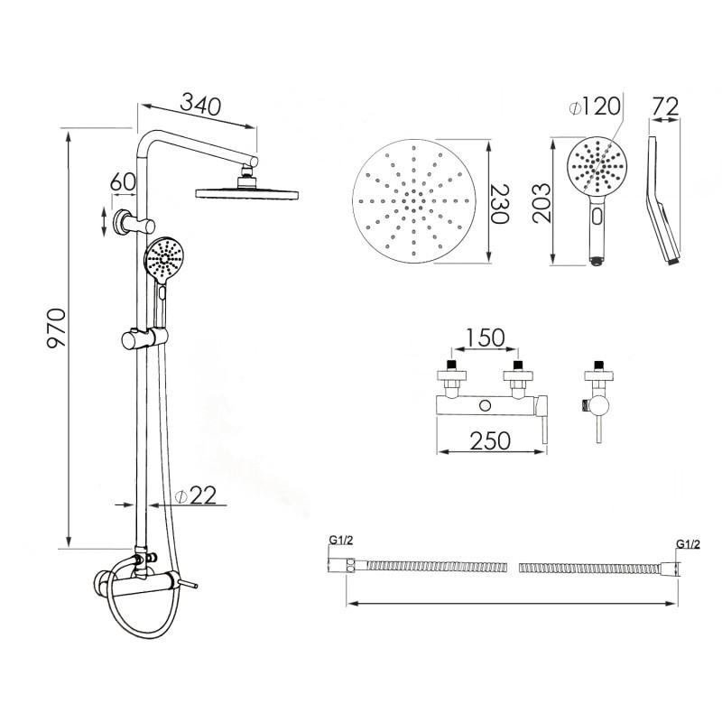 Regendouche goud 23 cm