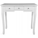 Houten kaptafel wit - met LED-verlichte spiegel- met bijpassende kruk - 80x40x137 cm