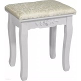 Houten kaptafel wit - met LED-verlichte spiegel- met bijpassende kruk - 80x40x137 cm