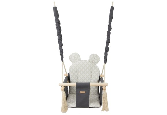 Baby schommelstoel - baby swing - met oren - max. 20 kg - grijze & crème diamanten