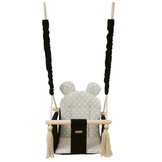Baby schommelstoel - baby swing - met oren - max. 20 kg - zwarte & crème diamanten