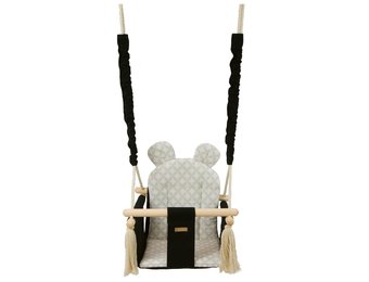 Baby schommelstoel - baby swing - met oren - max. 20 kg - zwarte & crème diamanten