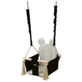 Baby schommelstoel - baby swing - met oren - max. 20 kg - zwarte & crème diamanten