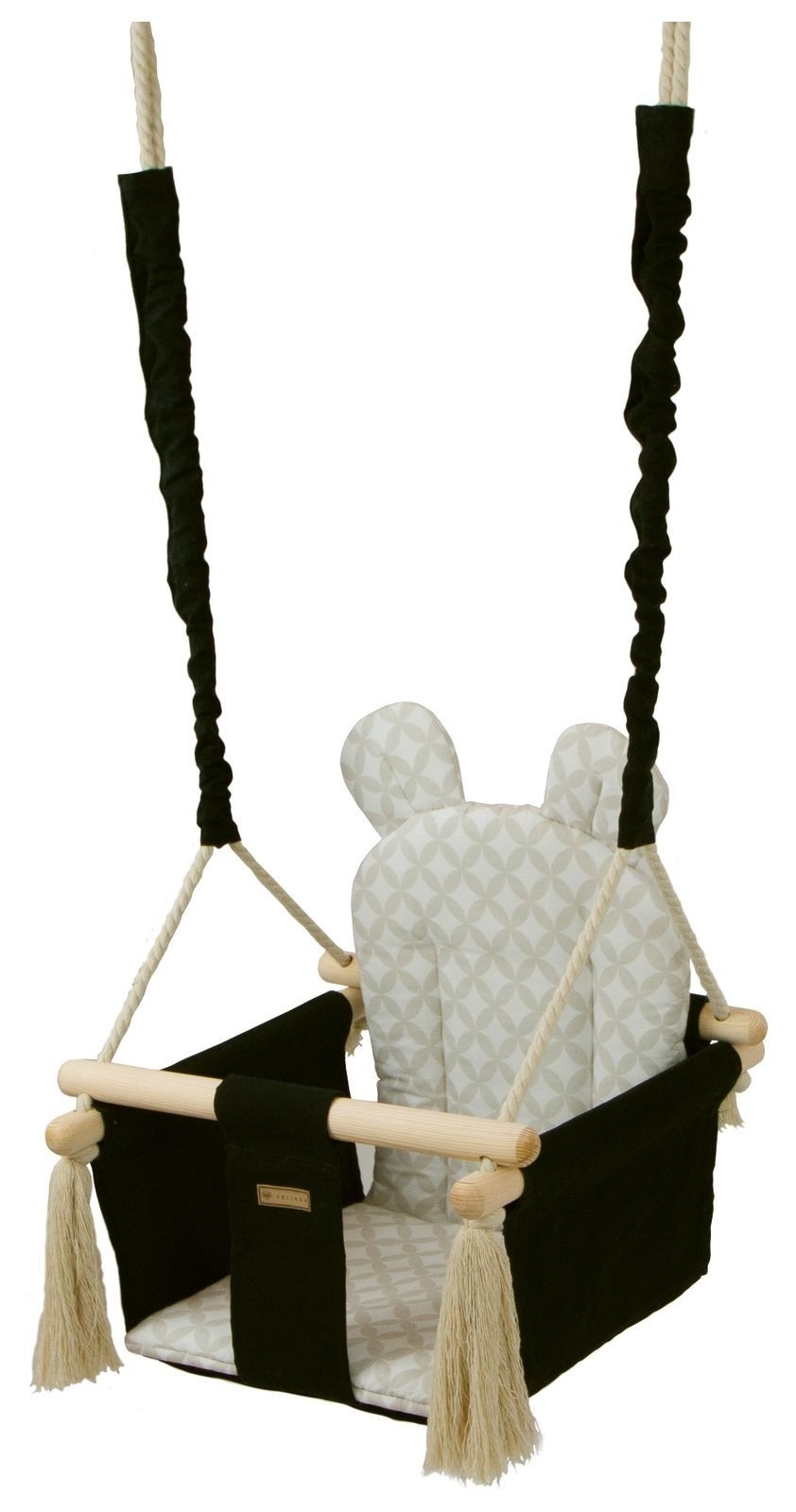 Baby schommelstoel - baby swing - met oren - max. 20 kg - zwarte & crème diamanten