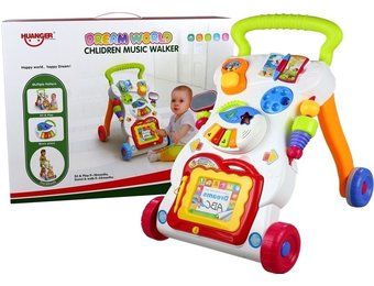 Loopwagen duwwagen interactief met tekenbord & piano