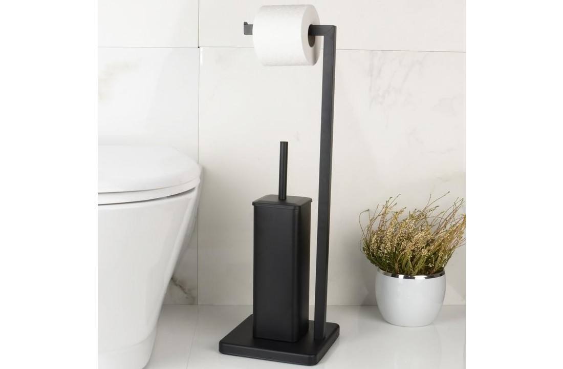 WC rolhouder staand toiletborstel - zwart -