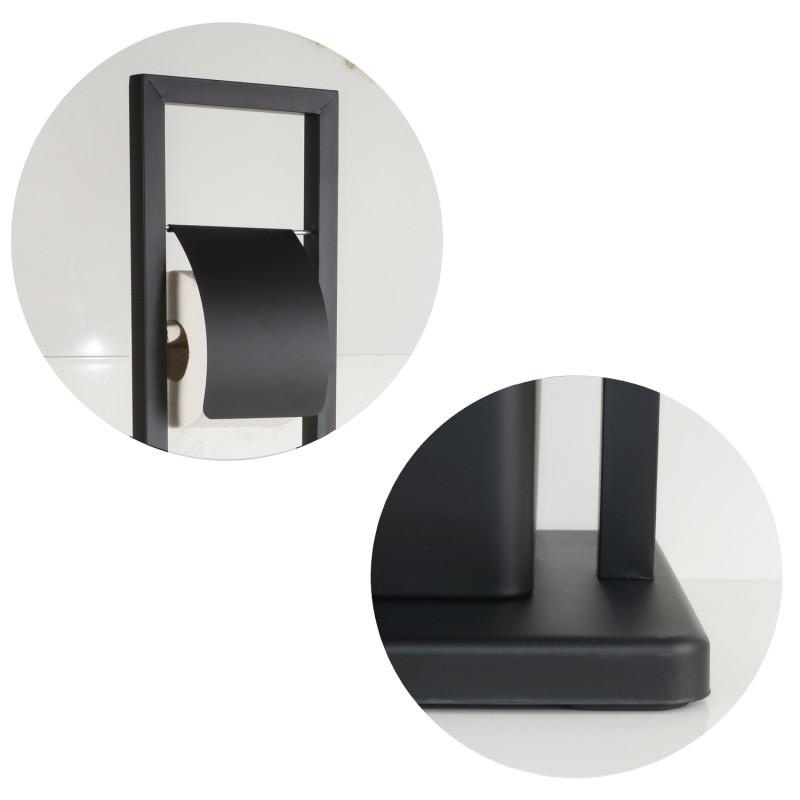 WC rolhouder staand met toiletborstel - 20x80cm - zwart