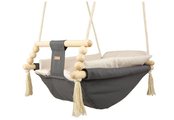 Babywiegschommel - max. 20 kg - grijs en beige