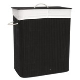 Wasmand - 2 vakken - 100 L - 52,5x33,5x63 cm - zwart bamboe