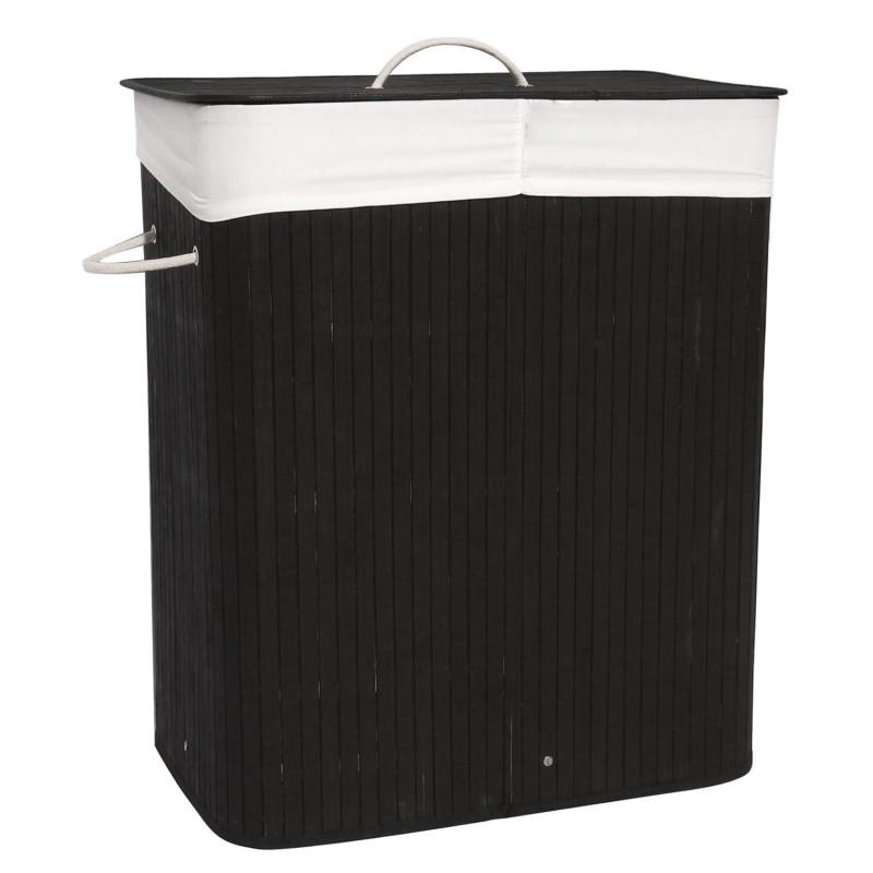 Wasmand - 2 vakken - 100 L - 52,5x33,5x63 cm - zwart bamboe