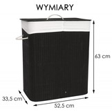 Wasmand - 2 vakken - 100 L - 52,5x33,5x63 cm - zwart bamboe