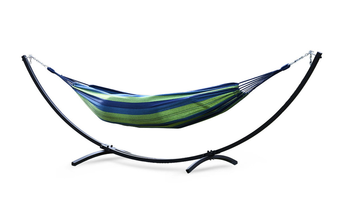 Frame voor grote hangmat 300 x 130 cm – zwart metaal - tot 220 kg