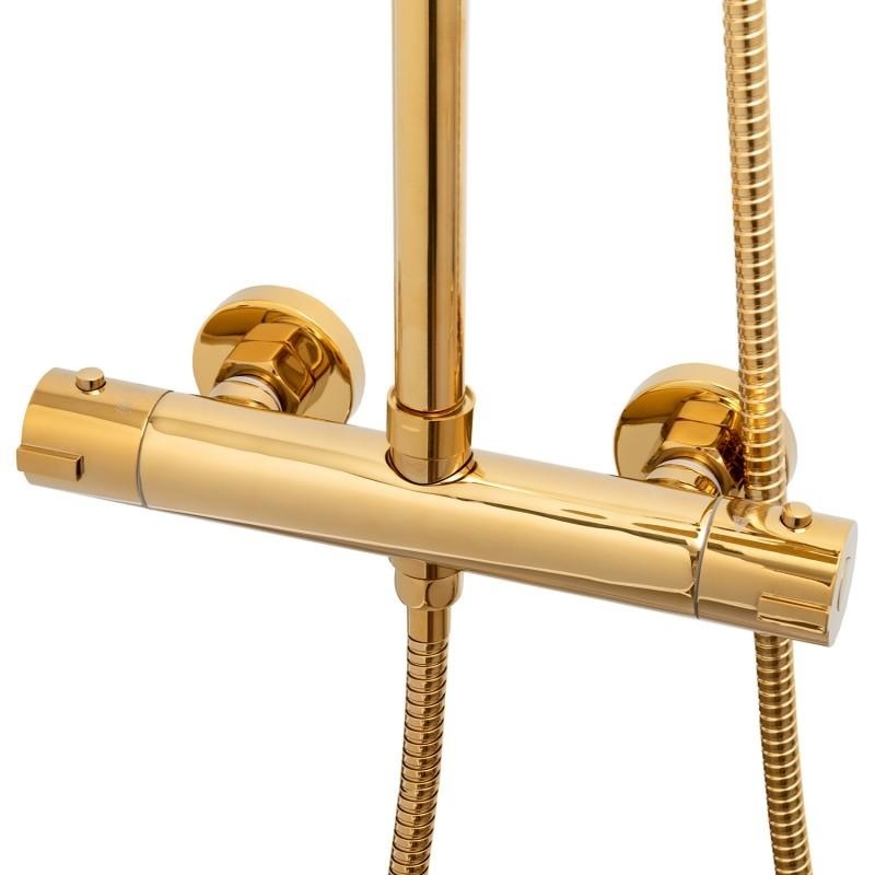 Regendoucheset - met thermostaatkraan - 25 cm - goud