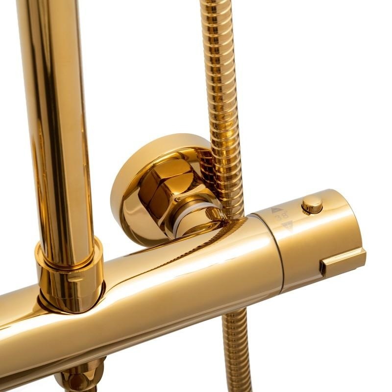 Regendoucheset - met thermostaatkraan - 25 cm - goud