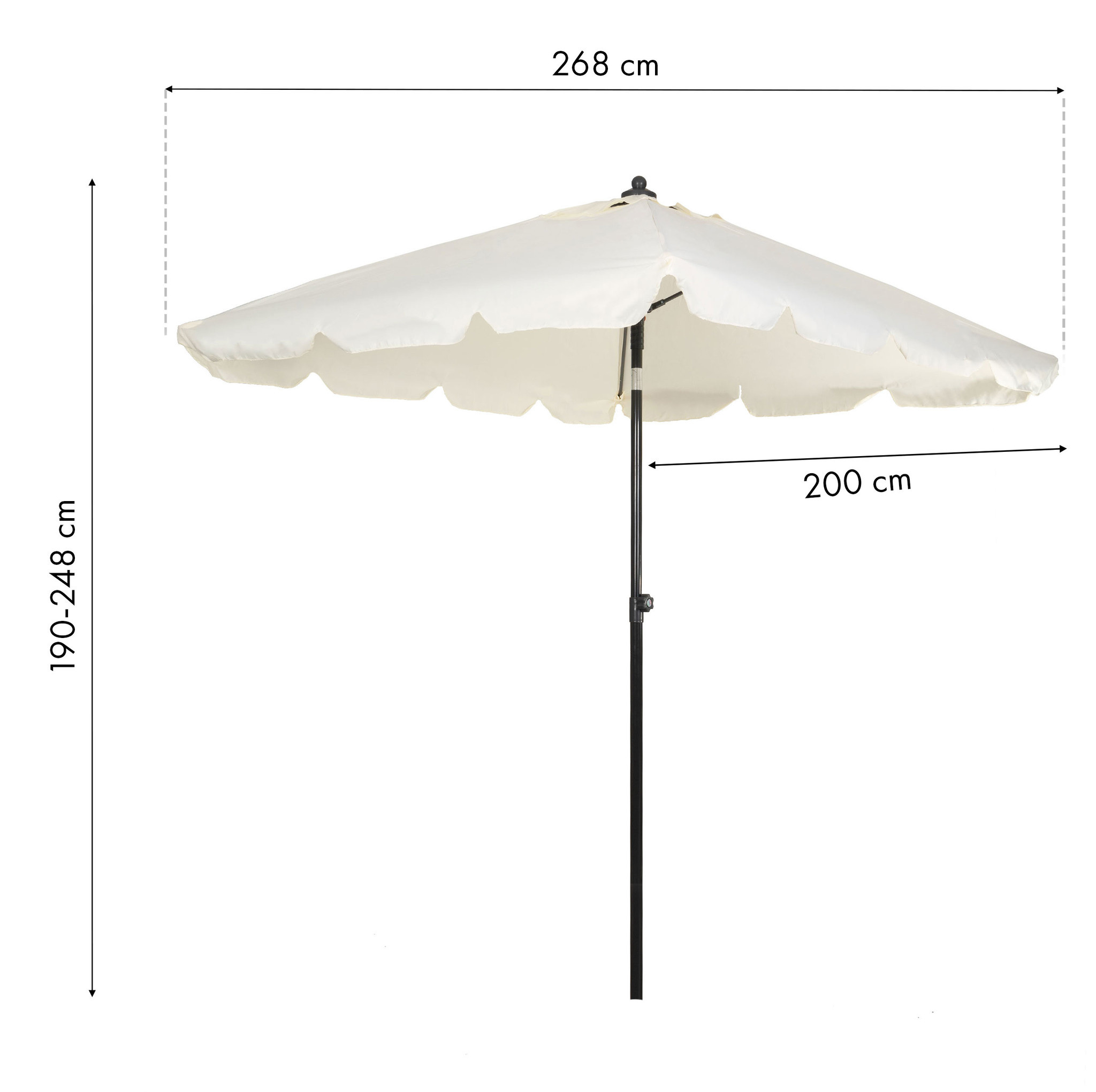 Parasol 200 x 200 cm beige - kantelbaar