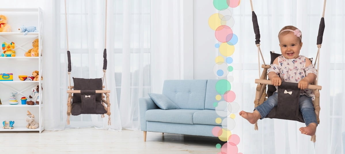 Schommel baby - houten schommel - grijs