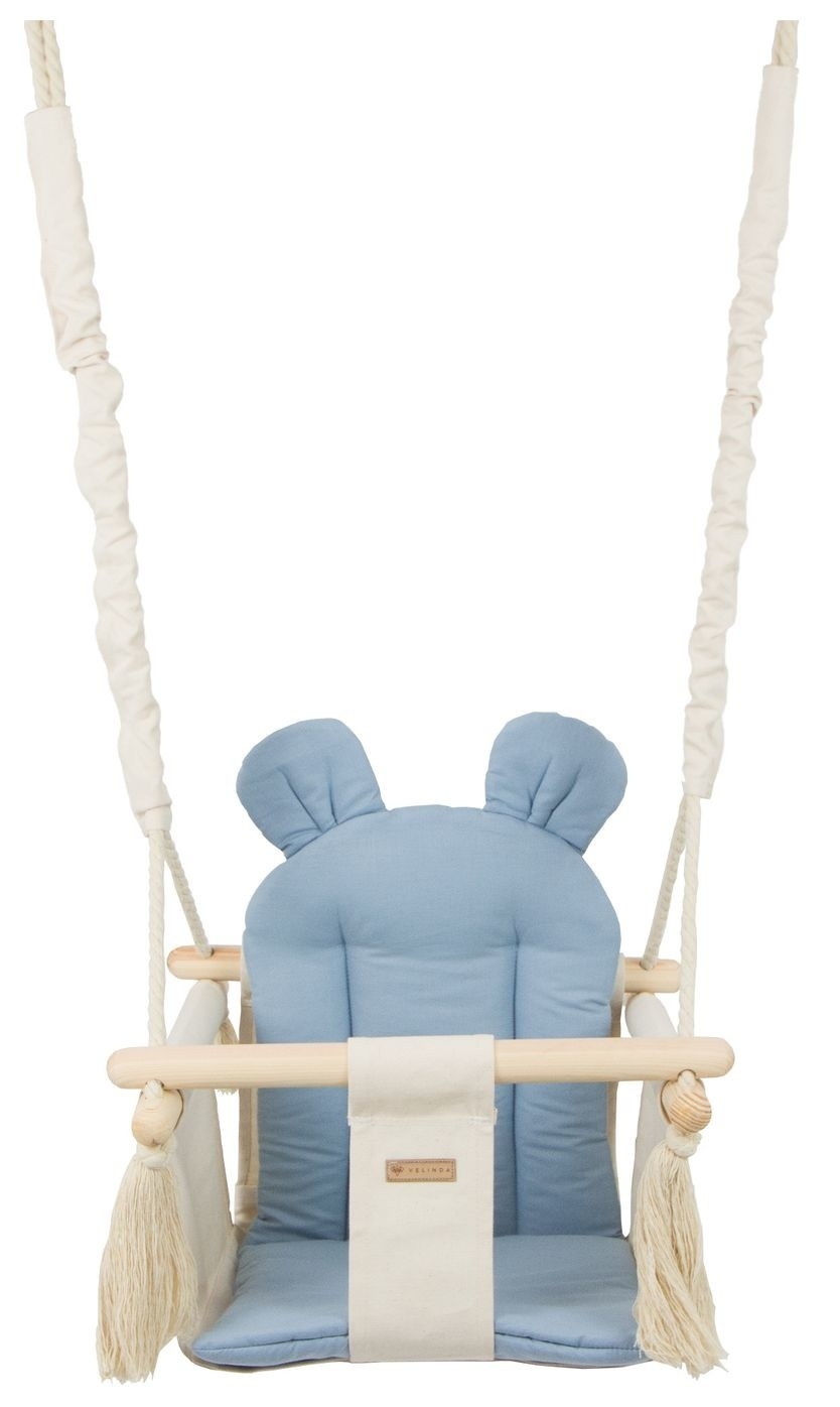 Babyschommel - babyswing - met oren - max. 20 kg - crème, lichtblauw
