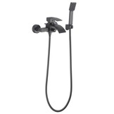 Badkraan met handdouche - opbouw - platte uitloop - zwart