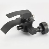 Badkraan met handdouche - opbouw - platte uitloop - zwart