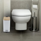 Pedaalemmer - prullenbak badkamer - 5 liter - wit bamboe