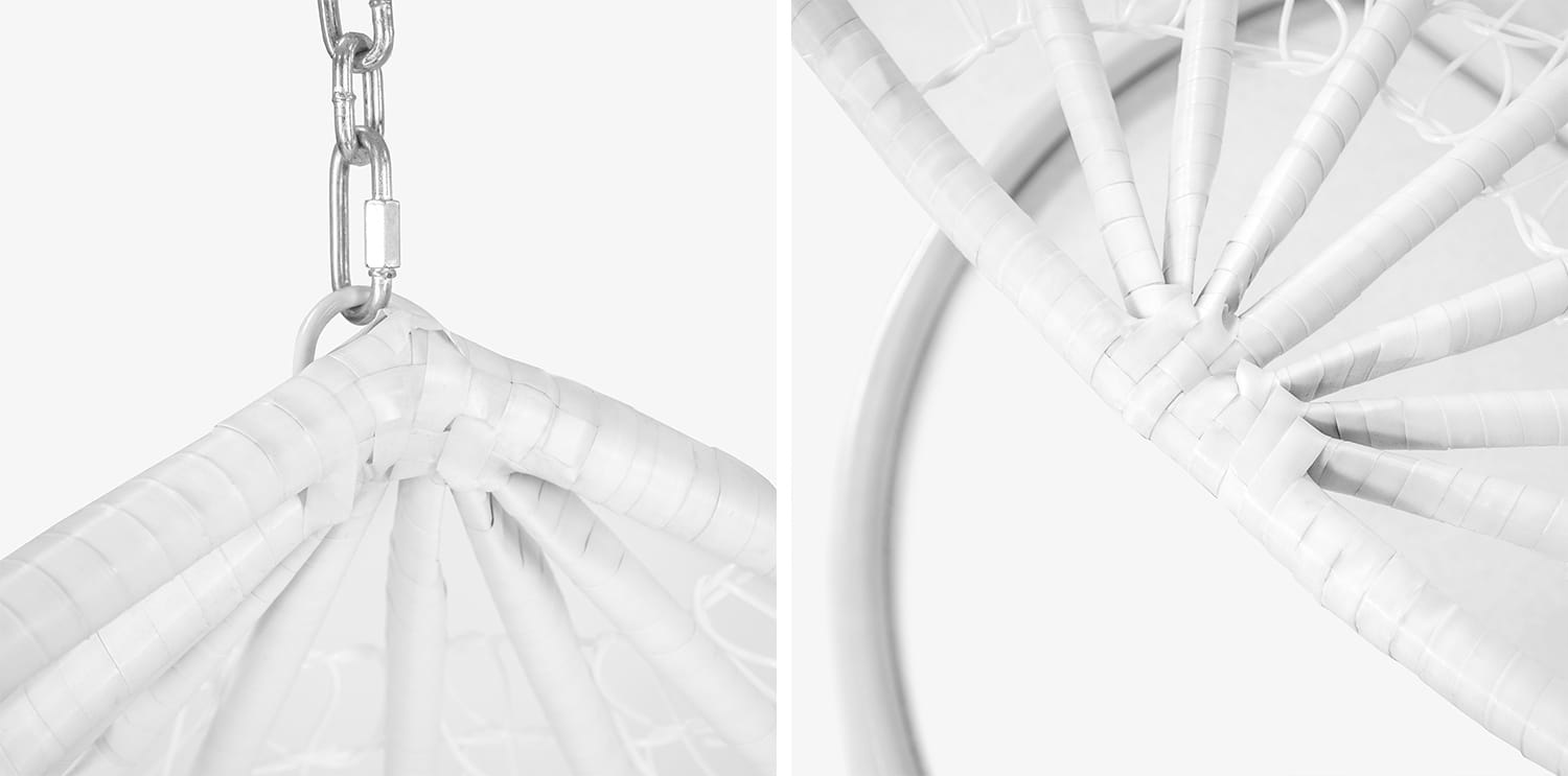 Hangstoel - Ei stoel - wit frame - beige kussens - 125 kg max