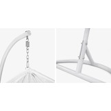 Hangstoel - Ei stoel - wit frame - beige kussens - 125 kg max