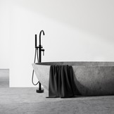 Vrijstaande badkraan - met handdouche - 110 cm hoog - zwart