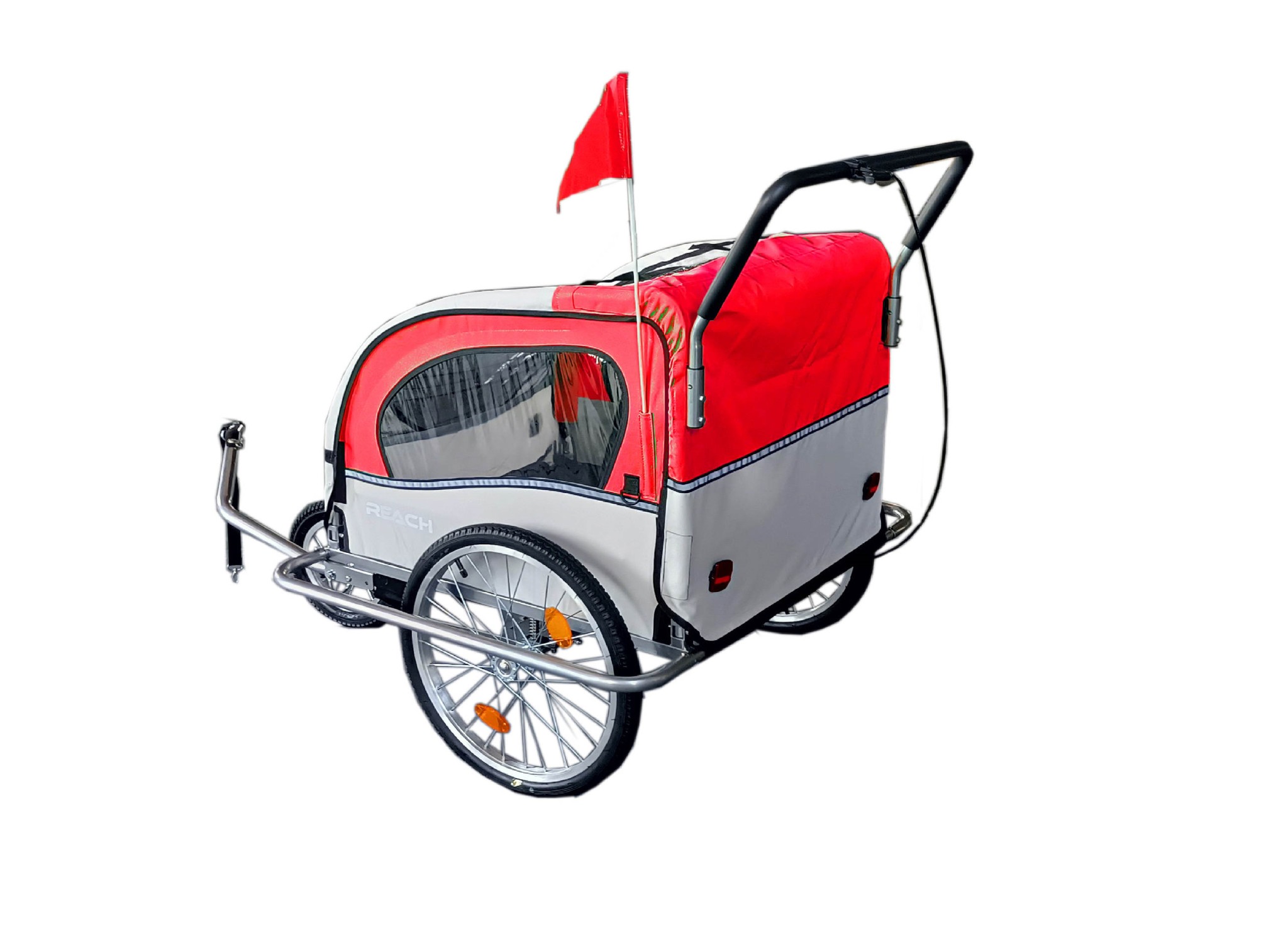 Fietskar kind - fietsaanhanger - 2-zits - schokbreker - rood