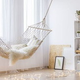 Hangmat - 260 x 80 cm - gevlochten touw – Crème