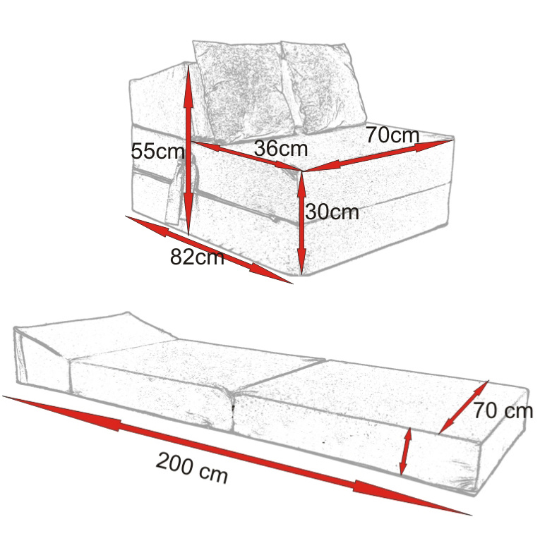 Opvouwbaar matras - logeermatras - gerecycled plastic - grijs
