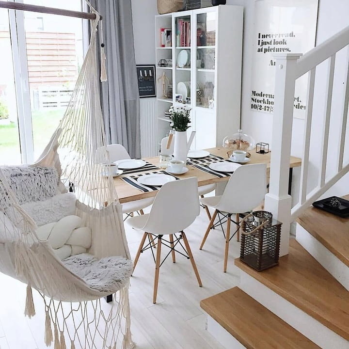 Braziliaanse hangmat schommelstoel - tot 120 kg - wit