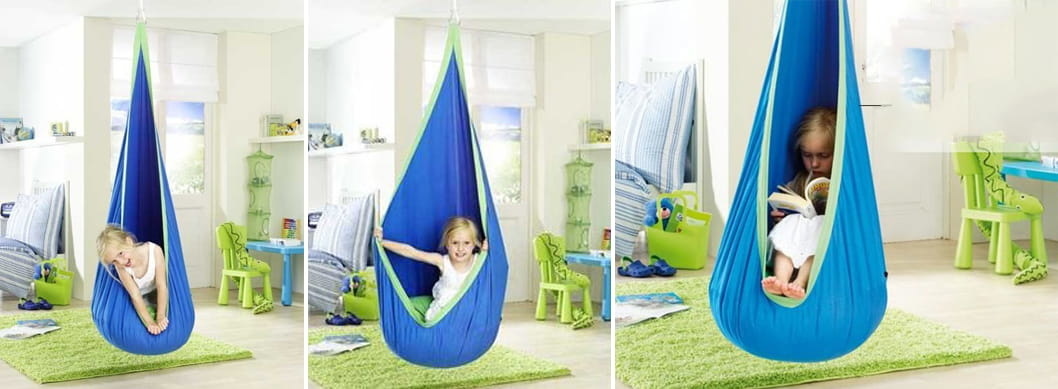 Cocoon hangstoel - hangmat blauw -tot 80 kg