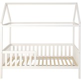 Huisbed huisje - kinderbed - hout - met hek - 200 x 90 cm - wit