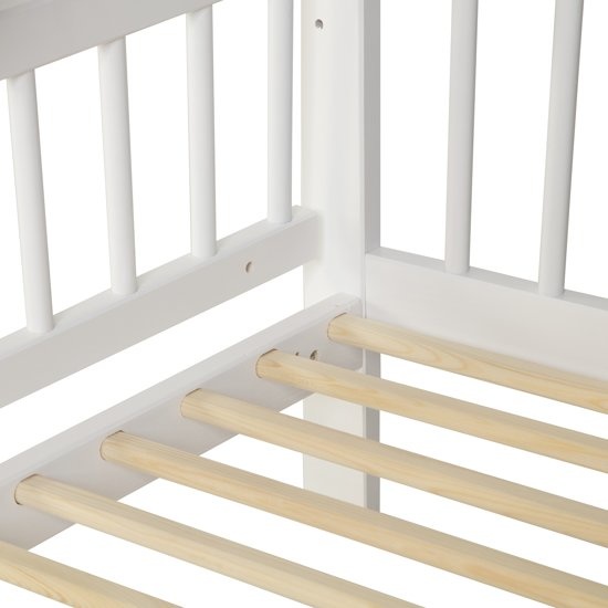 Huisbed huisje - kinderbed - hout - met hek - 200 x 90 cm - wit