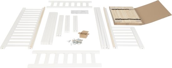 Huisbed huisje - kinderbed - hout - met hek - 200 x 90 cm - wit