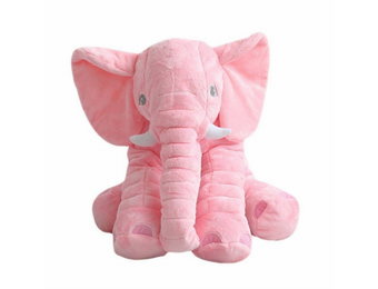 Grote knuffel olifant - pluche knuffel kussen - roze