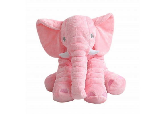 Grote knuffel olifant - pluche knuffel kussen - roze