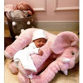 Grote knuffel olifant - pluche knuffel kussen - roze