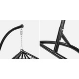 Hangstoel - ei stoel - met standaard - zwart-beige - tot 125 kg