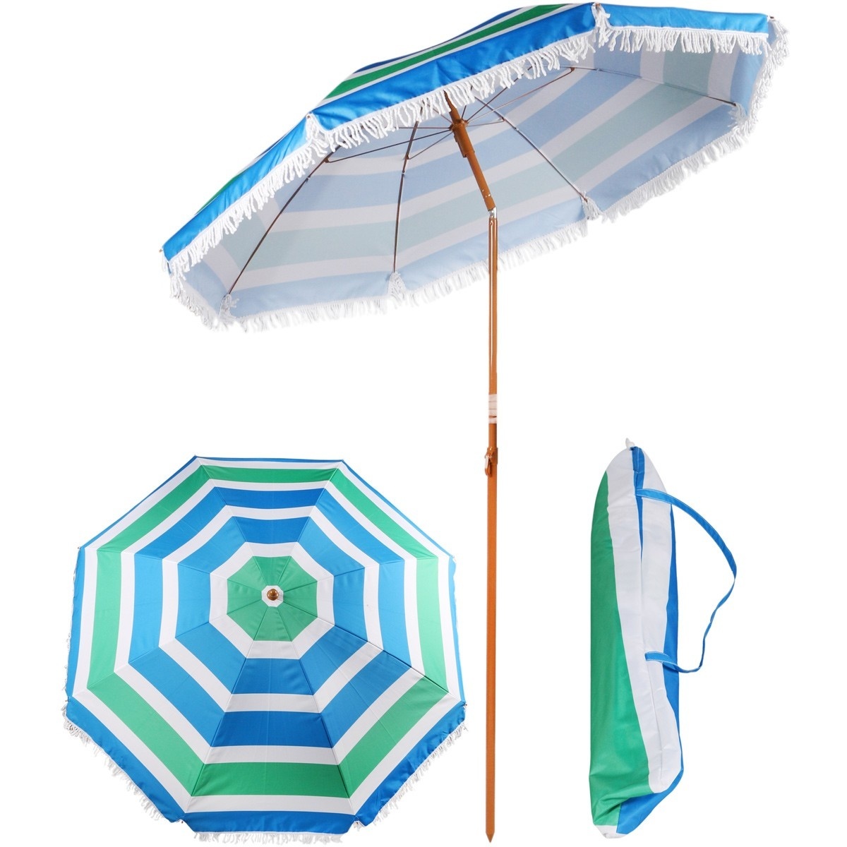 hoe Psychologisch Tram Parasol - 180 cm - strandparasol met tas - groen blauw - Vikingchoice.nl