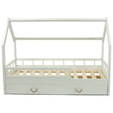 Massief houten kinderbed - Scandinavische stijl - huisbed - 160x80cm - met barrierres - wit